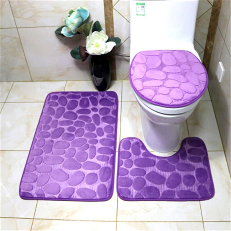 Jogo de Banheiro - Tapetes para Banheiro Kit 3 Pçs Jogo de banheiro | GA Leveza Store Roxo 