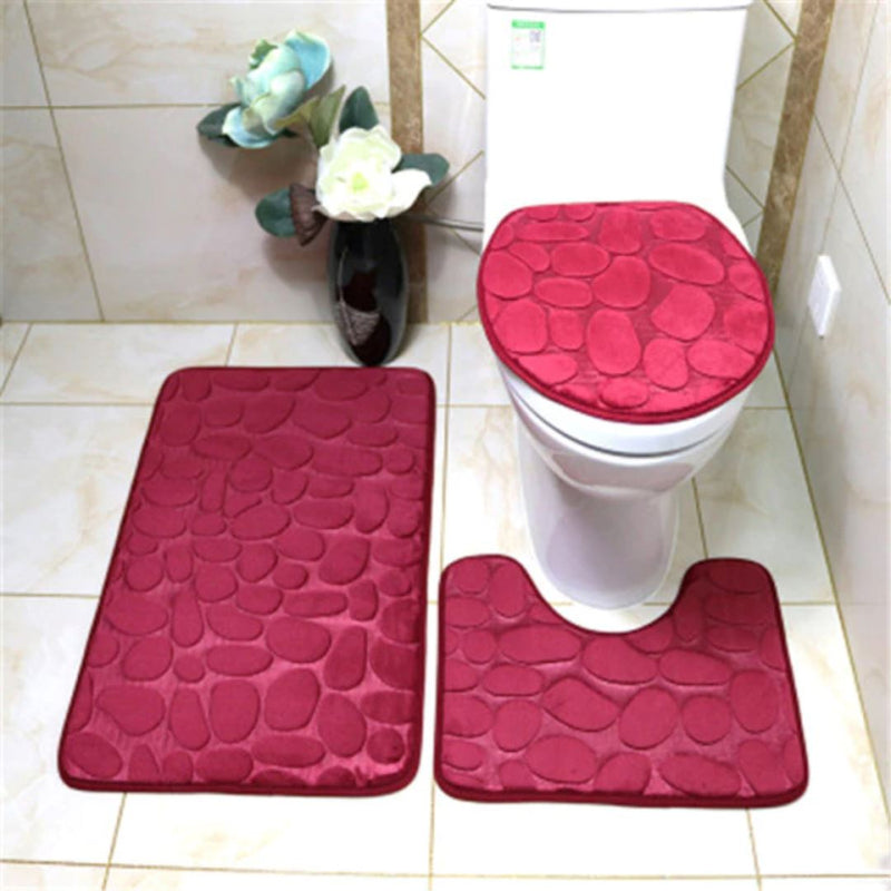 Jogo de Banheiro - Tapetes para Banheiro Kit 3 Pçs Jogo de banheiro | GA Leveza Store Vermelho 