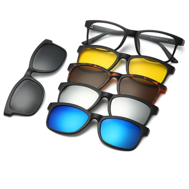 Óculos de Sol Magnético | Óculos Unissex 5 Em 1 | Frete Grátis Óculos Magnético | GA Leveza Store Casual 