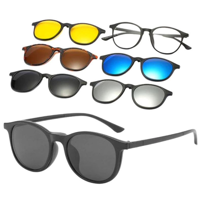 Óculos de Sol Magnético | Óculos Unissex 5 Em 1 | Frete Grátis Óculos Magnético | GA Leveza Store Oval 